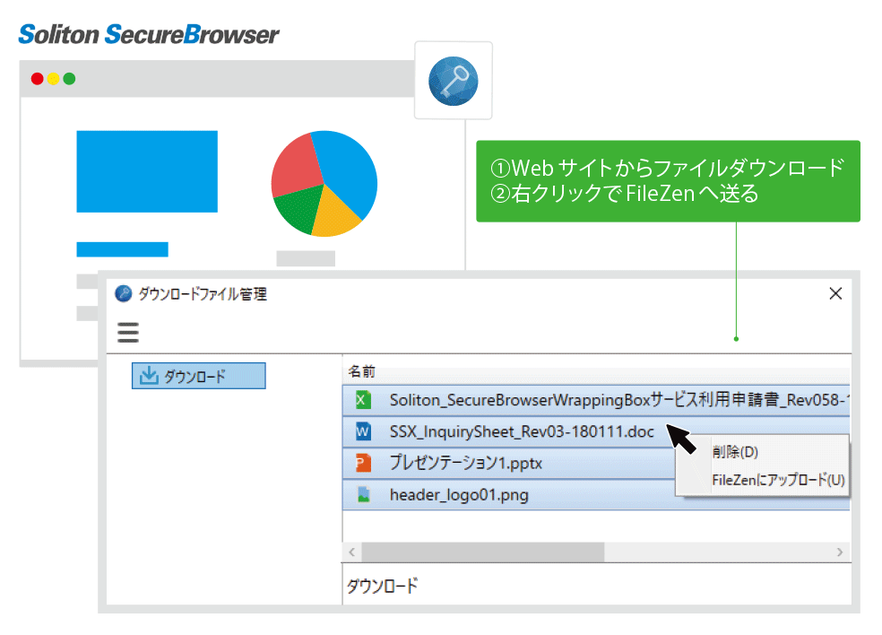 Soliton SecureBrowserからFileZenへファイル送信